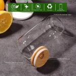 Naeety Glass Cups with Bamboo Lids and Glass Straw, Drinking Glasses Set of 4-16 Oz Beer Can Shaped Glass Cups, Iced Coffee Glasses, Tumbler Cup for Smoothie, Cocktail, Whiskey - 3 Cleaning Brushes - Image 4